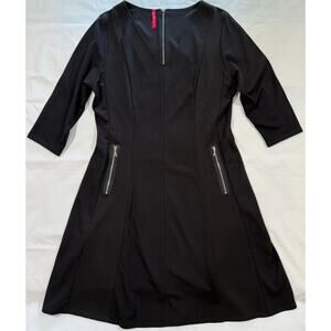 Ruby Ribbon Dress Ottoman Black Luxe Ponte Fabric Size XL (070)